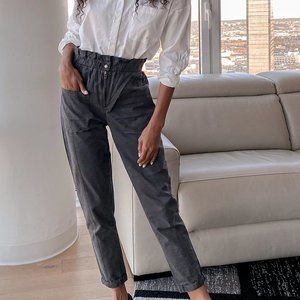 Down to Earth Charcoal Grey Paperbag Waist Pants